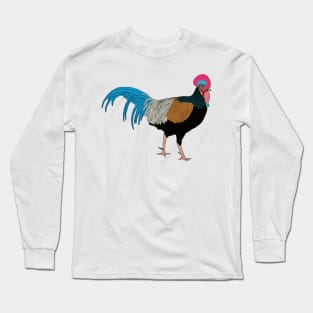 Green Jungle Fowl Digital Drawing Long Sleeve T-Shirt